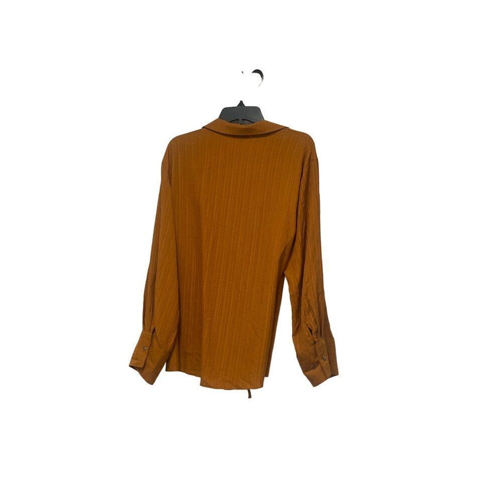 Topshop Textured Wrap Top In Tobacco-brown, US 10 - Picture 14 of 16
